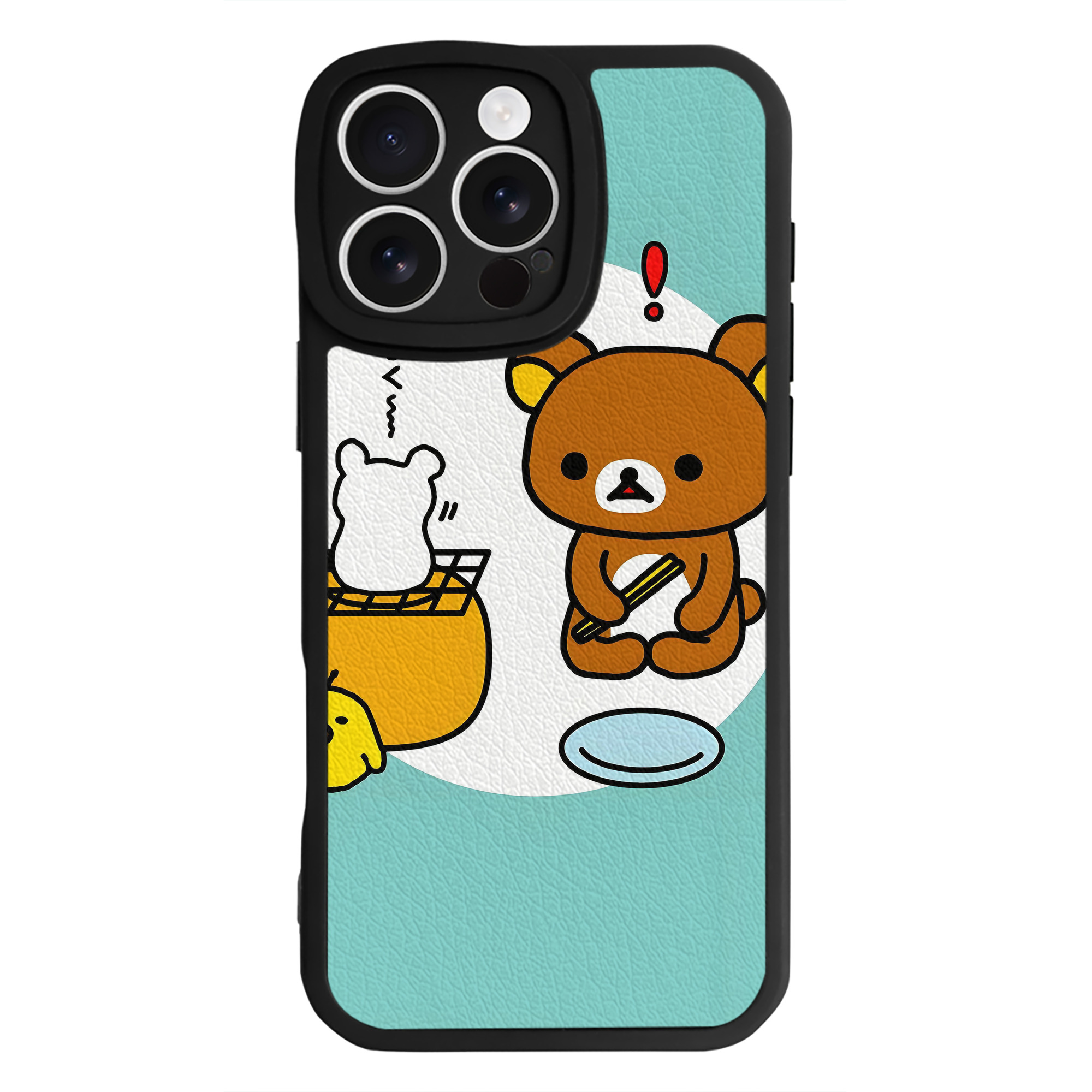 （画像用） リラックマ リラックマ キイロイトリ Rilakkuma Korilakkuma Kiiroitori 【iPhone 16シリーズ対応】シリコンスマホケース（レザー調） 材質：シリコン